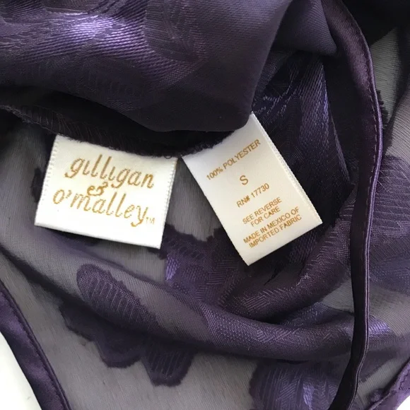 Semi-Sheer Deep Purple Gilligan & O’Malley Satin Floral Slip Nightgown Size S - Picture 6 of 6